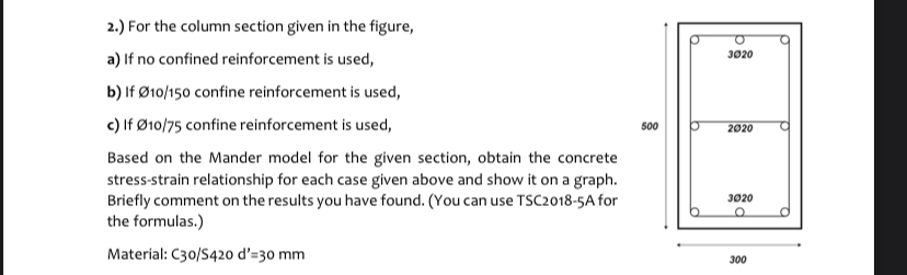 2 . ) For the column section given in the figure,
