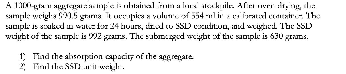 A 1 0 0 0 - gram aggregate sample is obtained