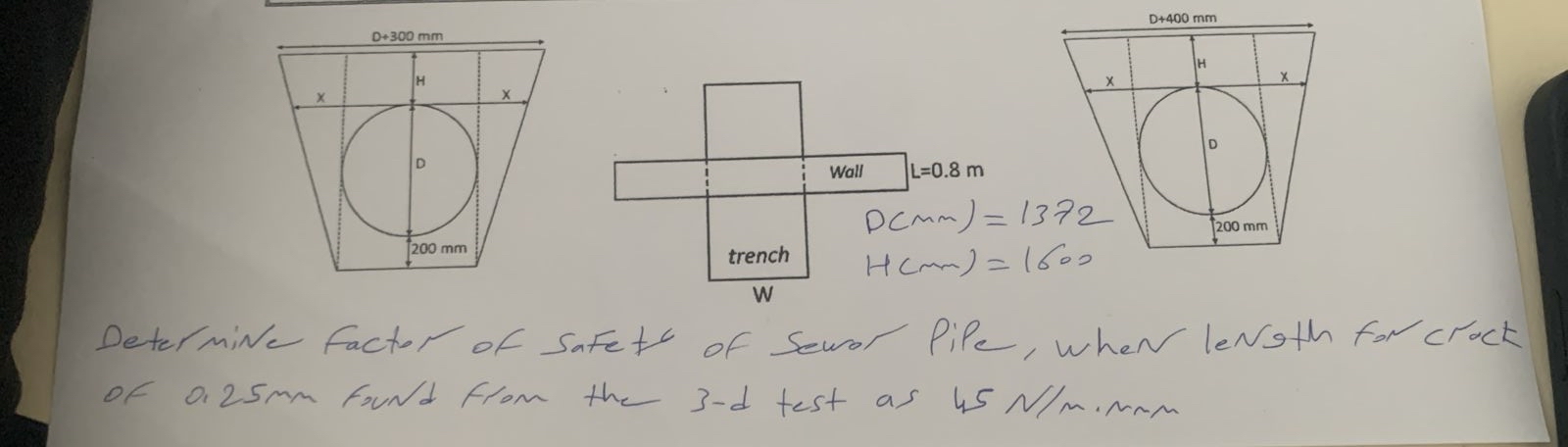 Determine factor of safete of Sewor Pile, when