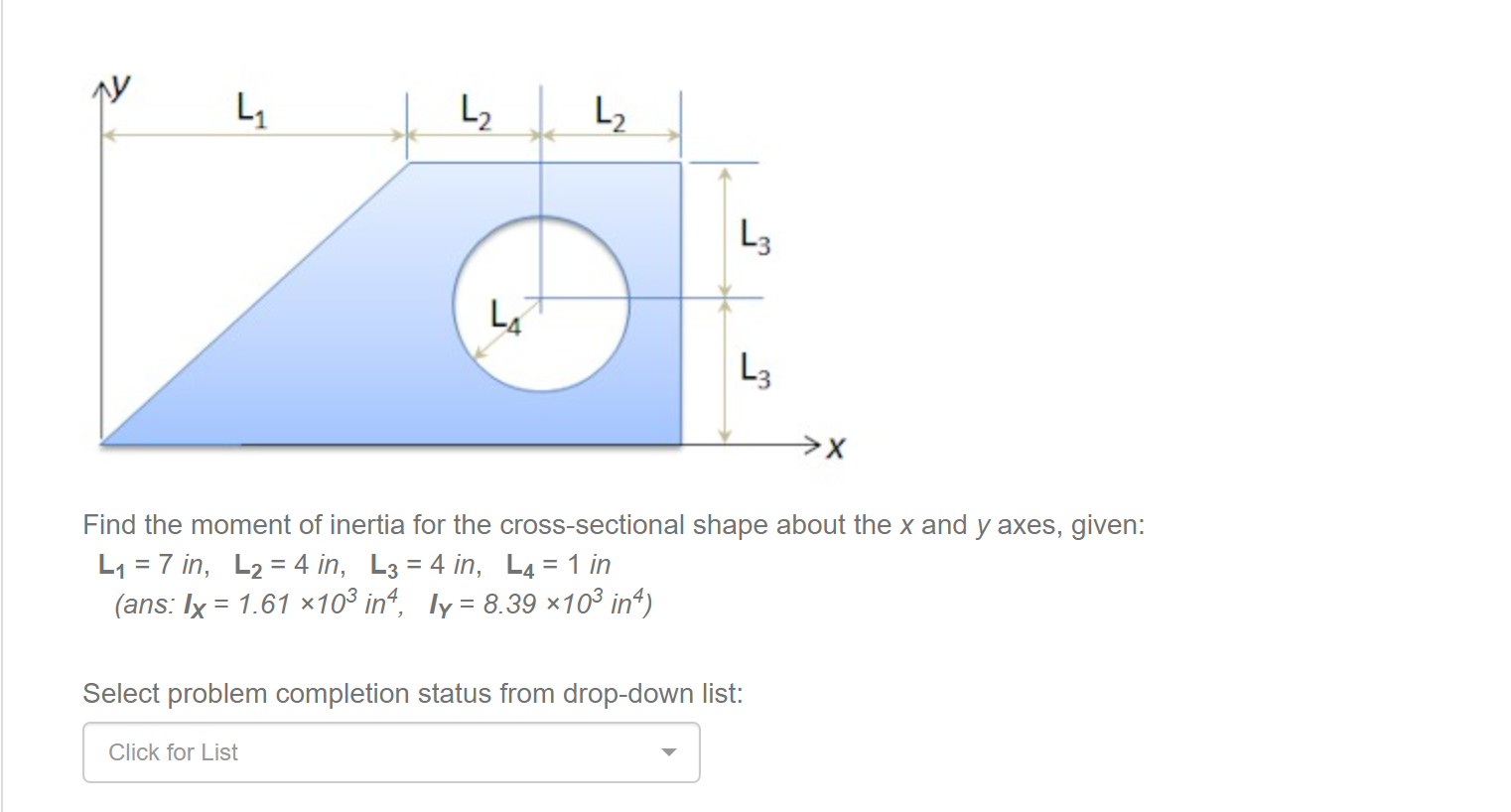 Find the moment of inertia for the cross -
