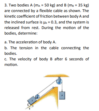Two bodies A ( m A = 5 0 ( k g ) ) and B ( m B =