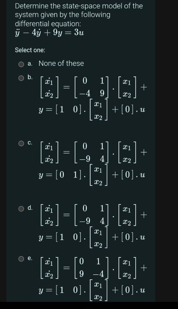 Determine the state - space model of the system