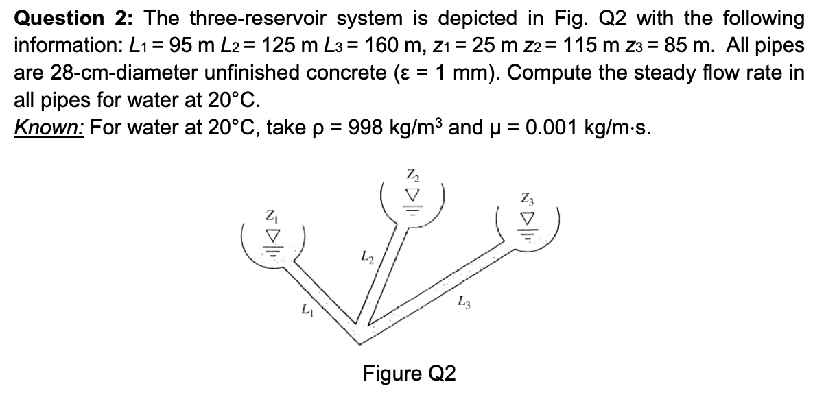 Question 2 : The three - reservoir system is