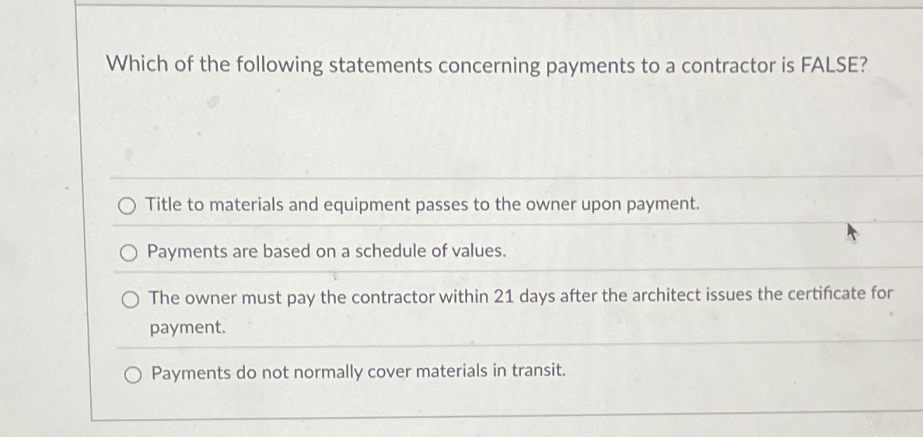 Which of the following statements concerning