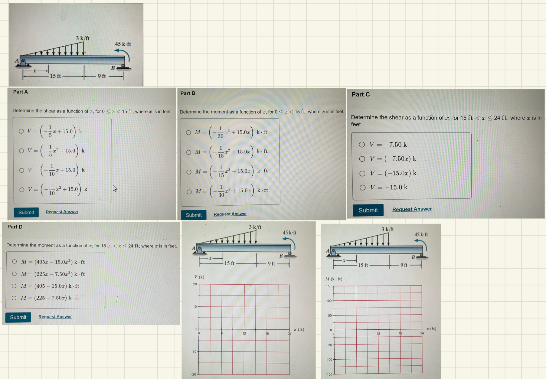 Please incude a sketch of the shear and moment