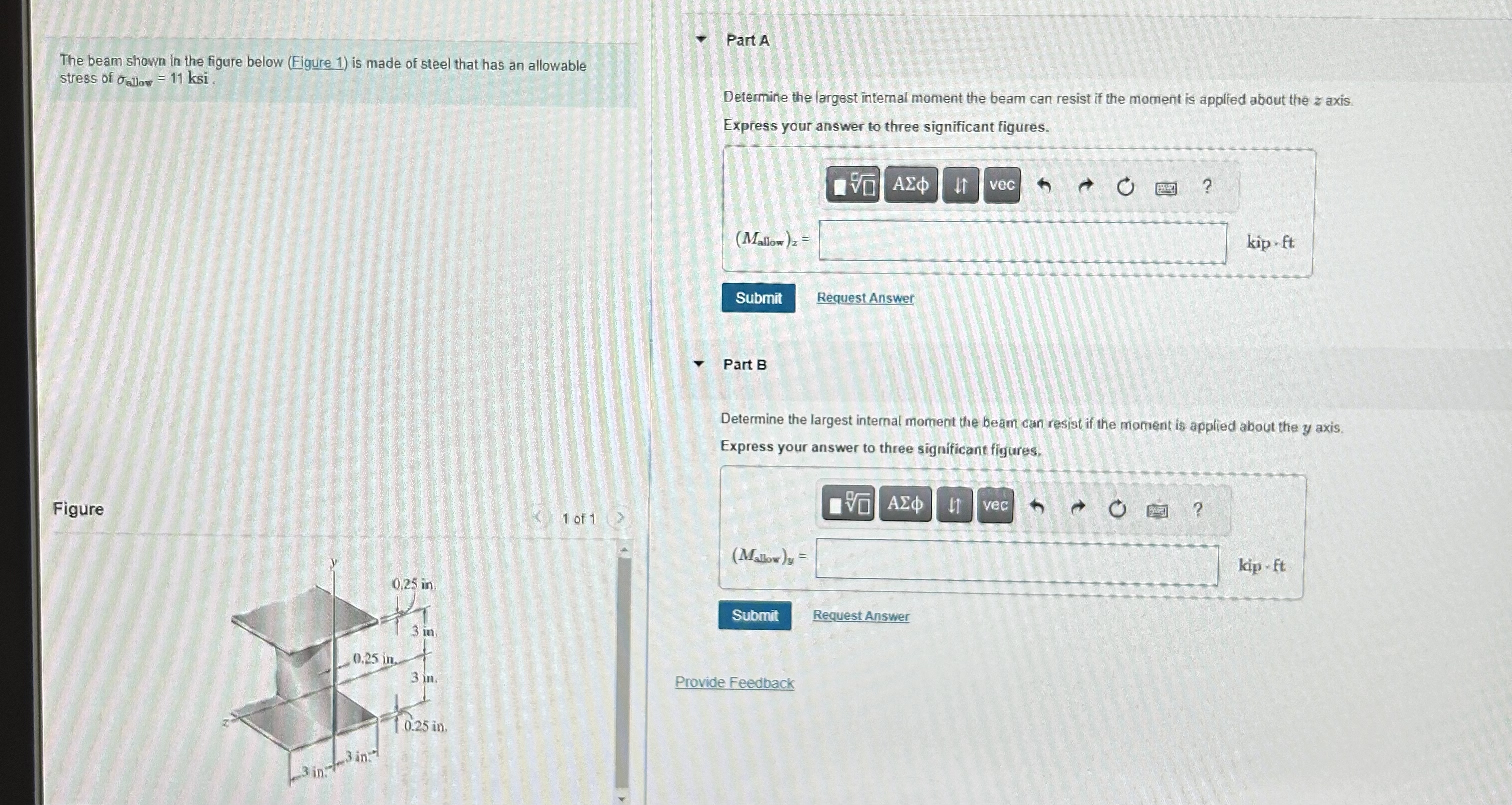 The beam shown in the figure below ( Figure 1 )