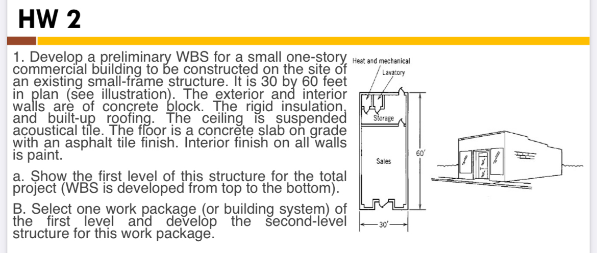 HW 2 Develop a preliminary WBS for a small one -