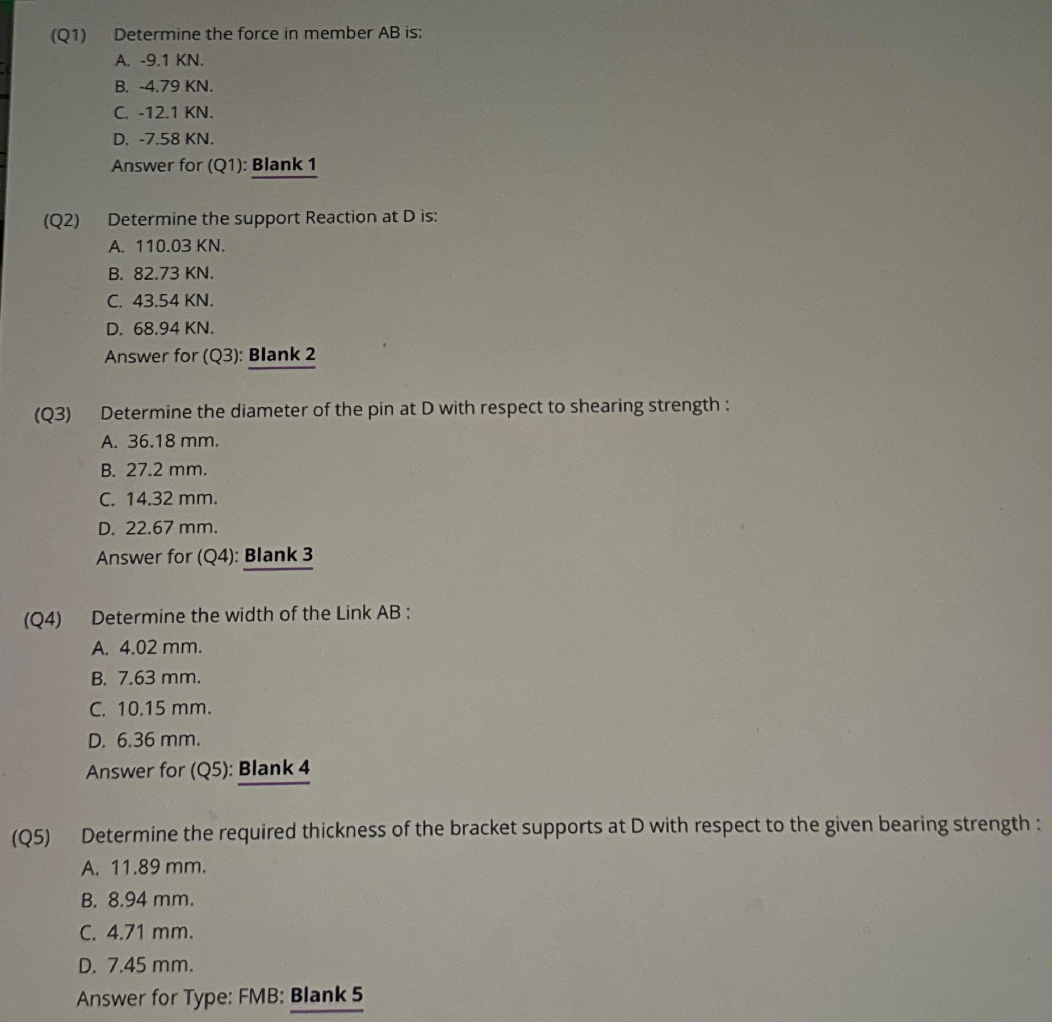 Question 1 In the structure shown P 1 = 2 8 k N ,