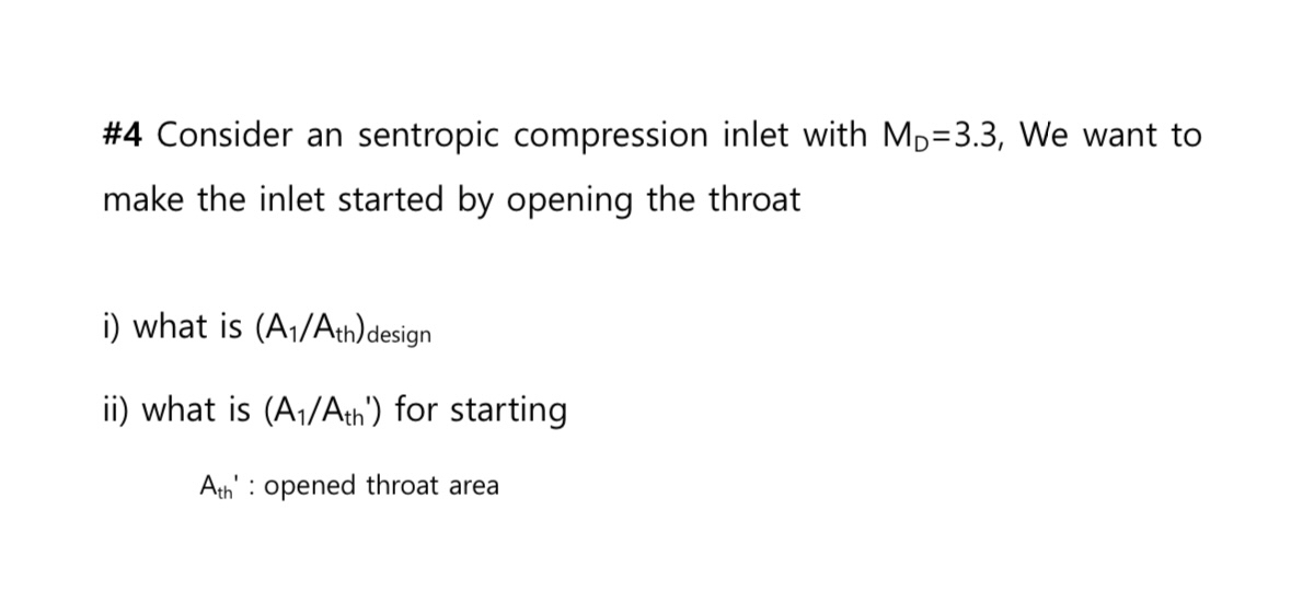 # 4 Consider an sentropic compression inlet with