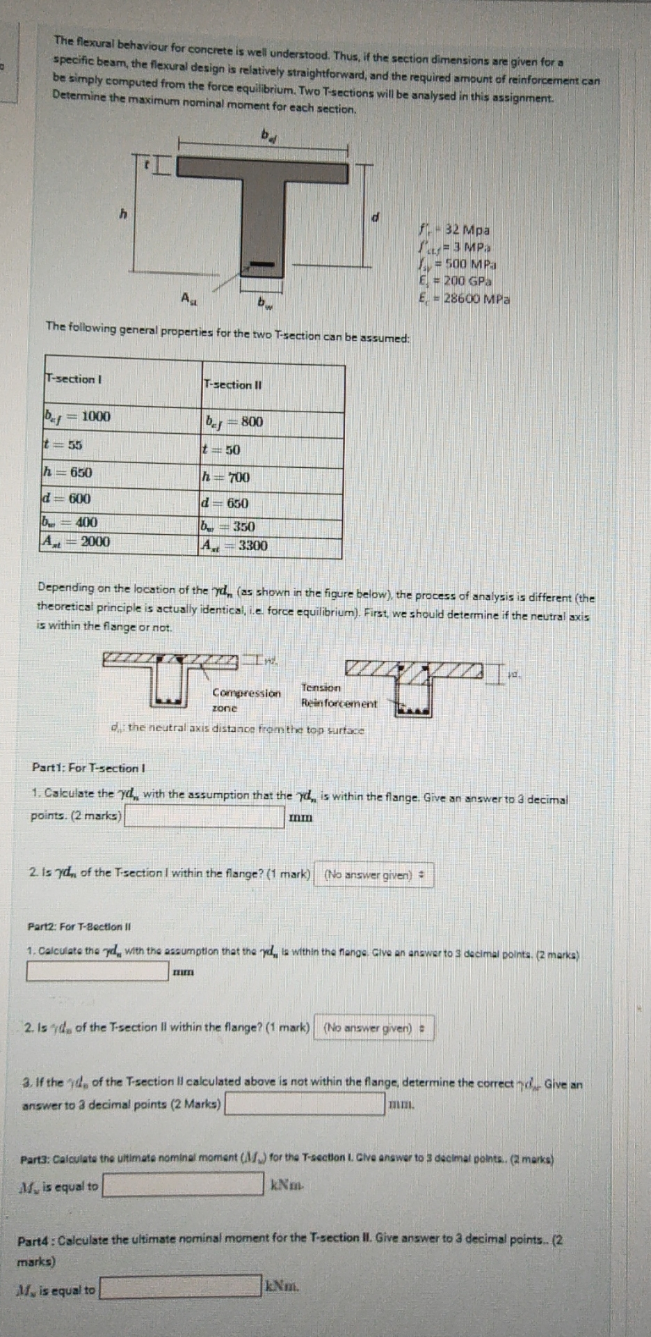 The flexural behaviour for concrete is well