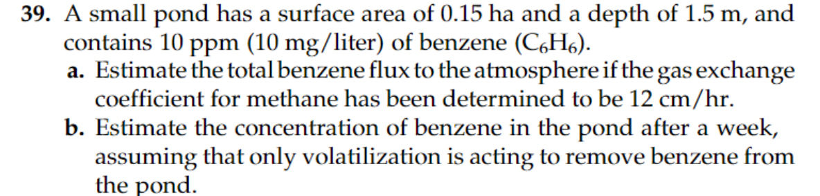 A small pond has a surface area of 0 . 1 5 h a