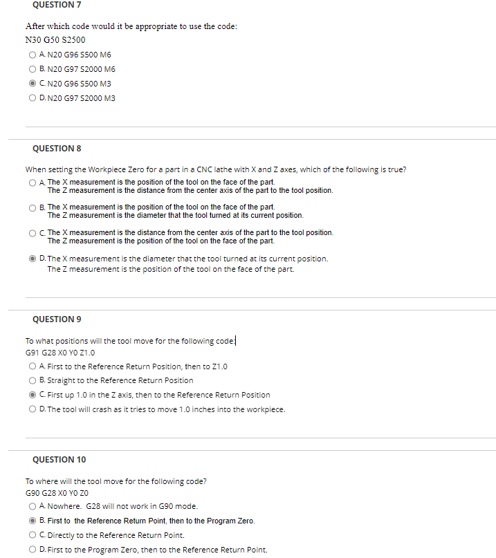 QUESTION 7 After which code would it be