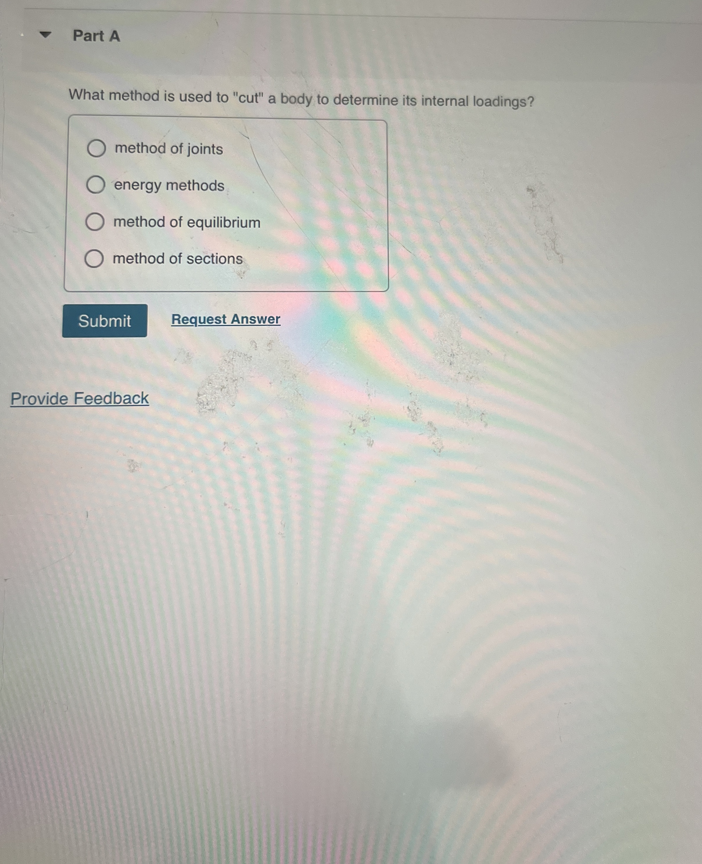 Part A What method is used to "cut" a body to