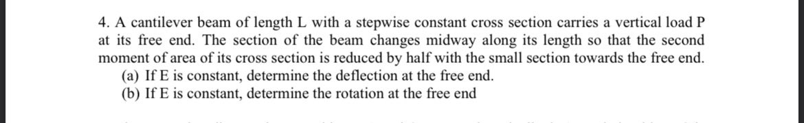 4 . A cantilever beam of length L with a stepwise
