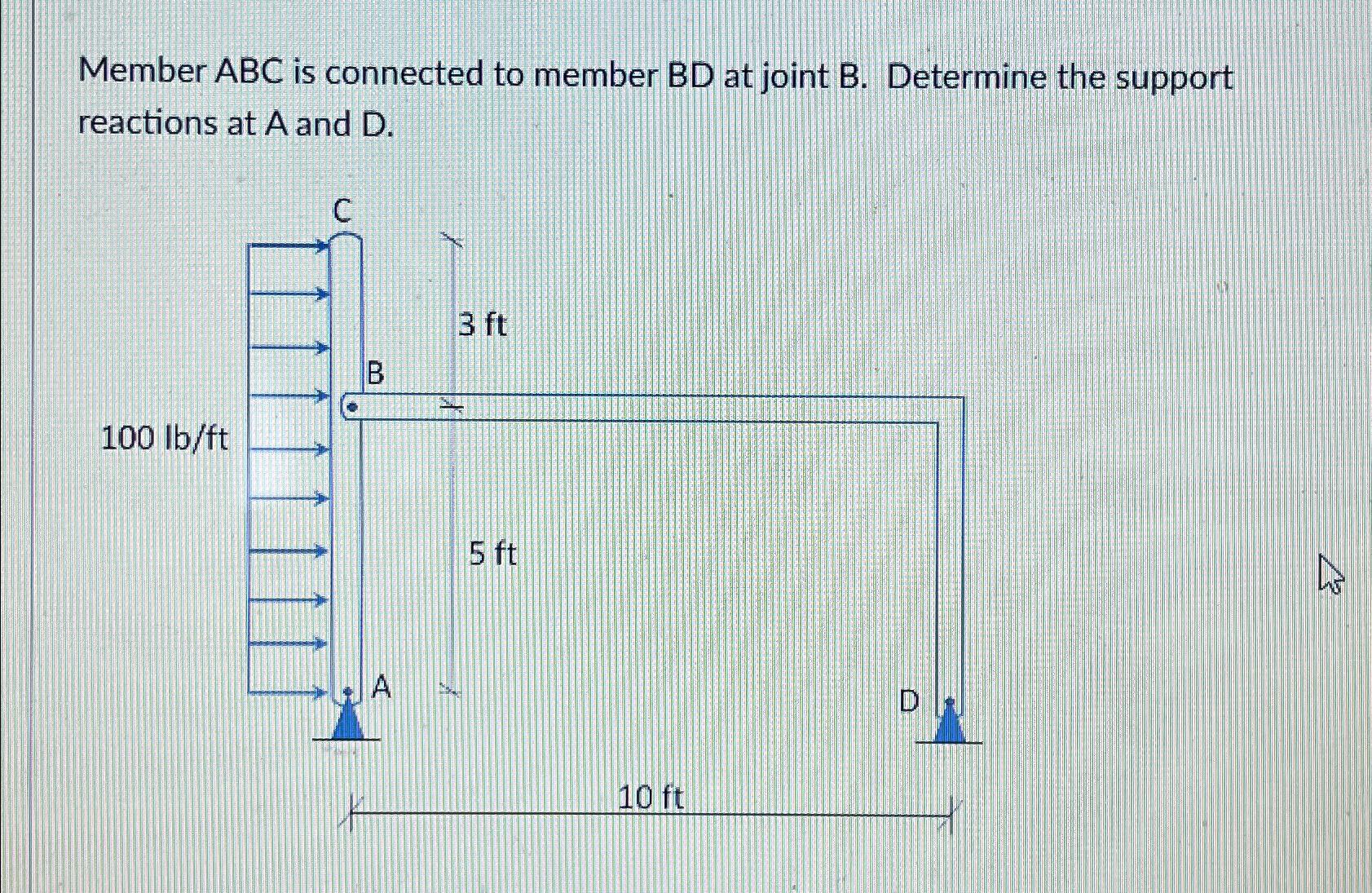 Member ABC is connected to member B D at joint B