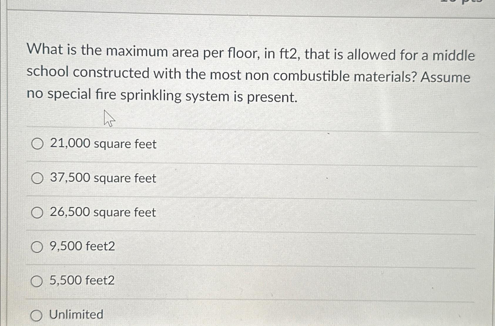 What is the maximum area per floor, in ft2 , that