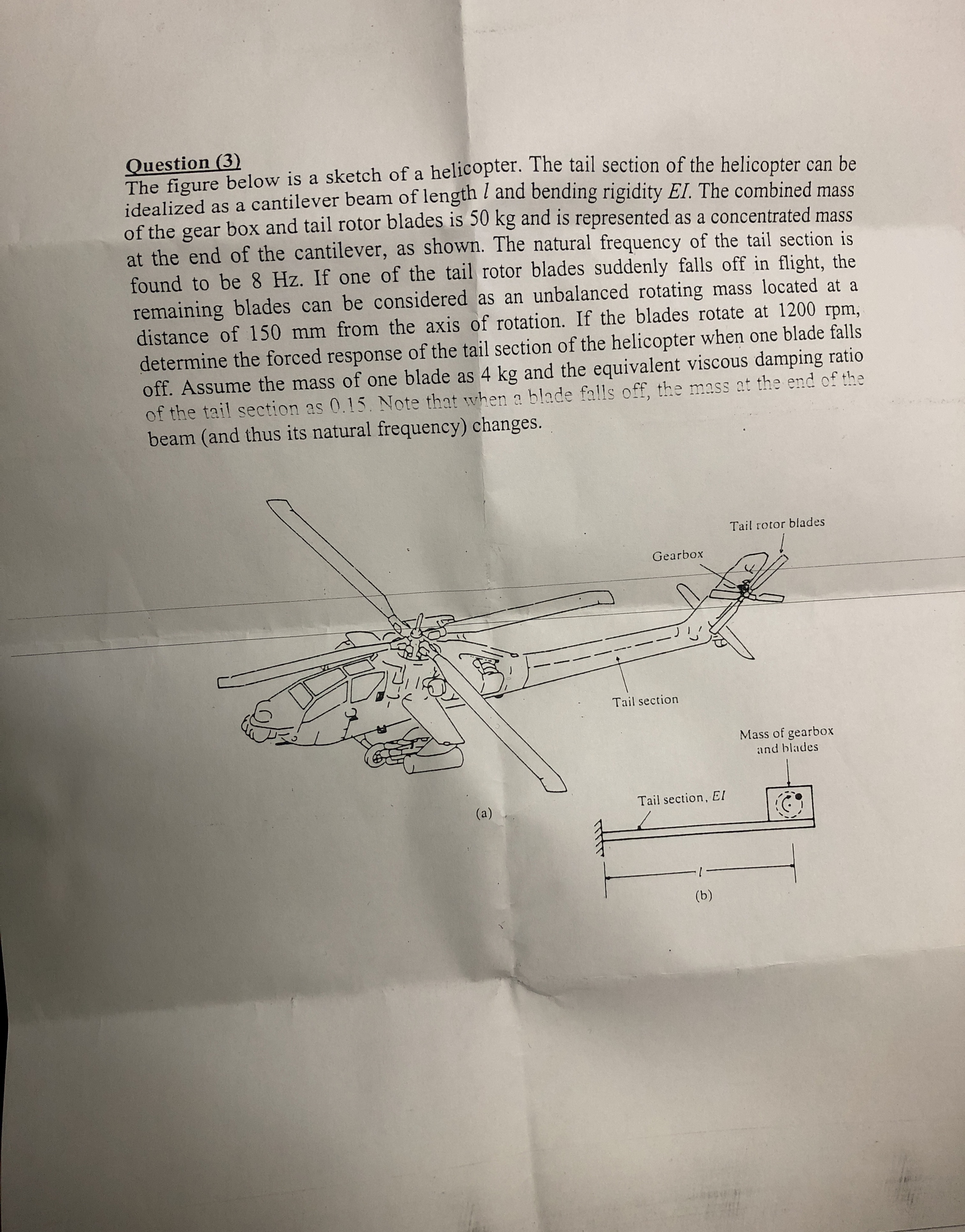 Question ( 3 ) The figure below is a sketch of a