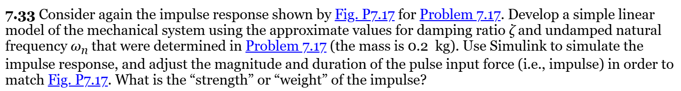 7 . 3 3 Consider again the impulse response shown