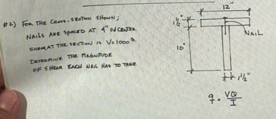 $ 2 ) FOR THE CaOs - szetion SHown; NAils AEE