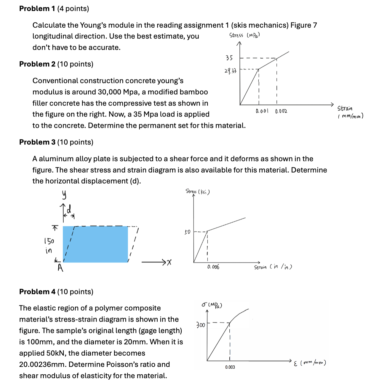 Problem 1 ( 4 points ) Calculate the Young's