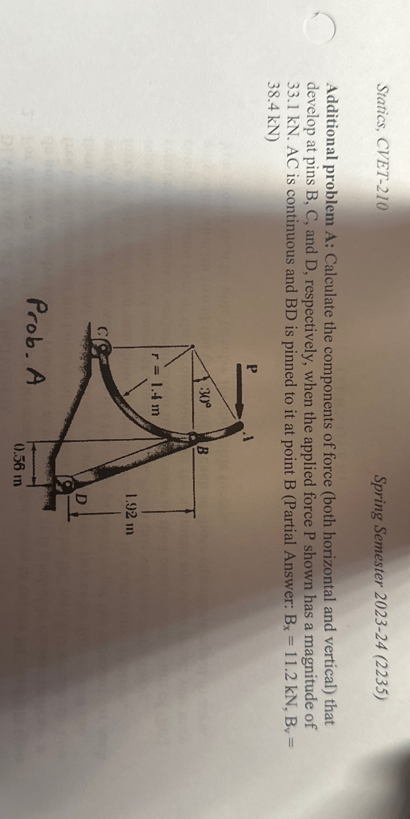Statics, CVET - 2 1 0 Spring Semester 2 0 2 3 - 2