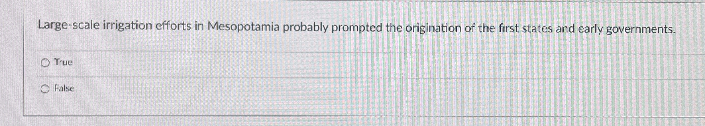 Large - scale irrigation efforts in Mesopotamia