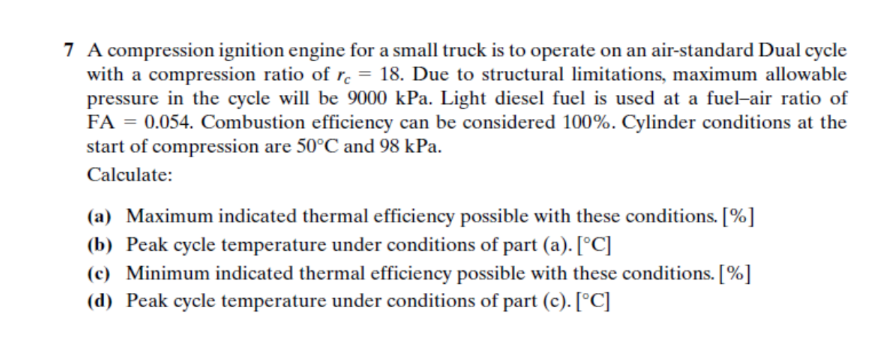 7 A compression ignition engine for a small truck