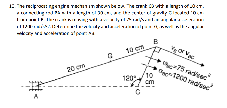 1 0 . The reciprocating engine mechanism shown