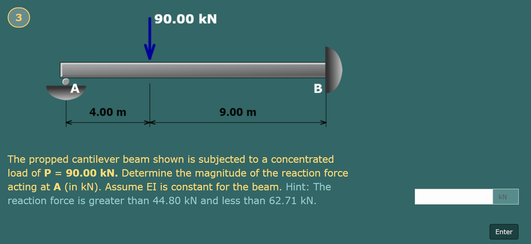 ( 3 ) ( 4 ) The propped cantilever beam shown is