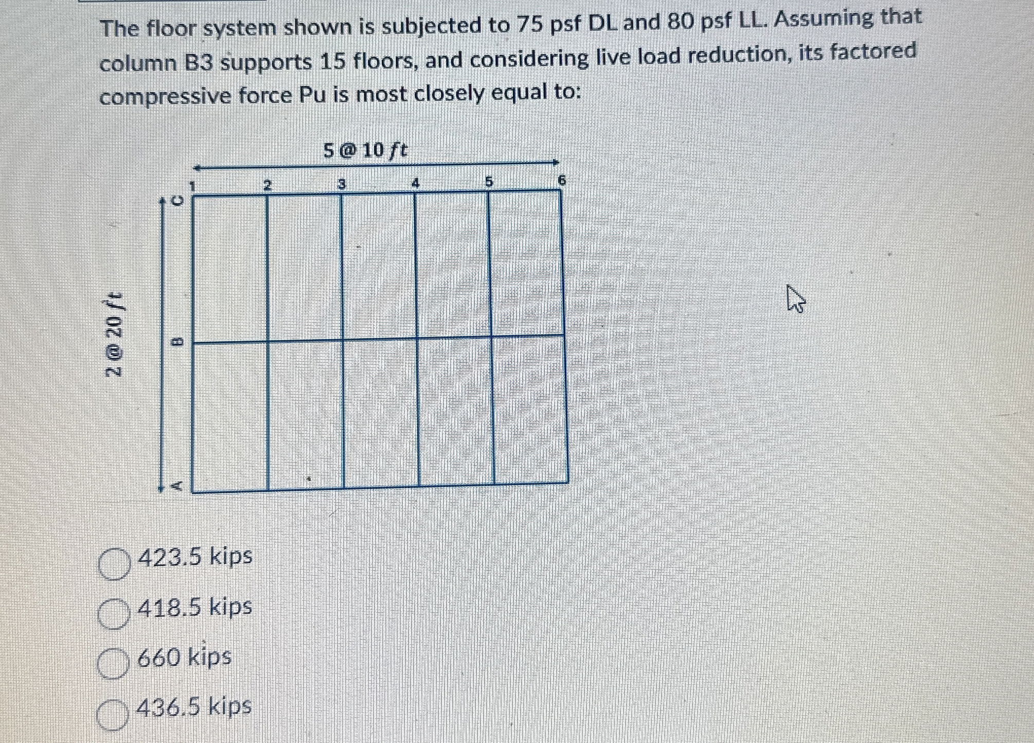 The floor system shown is subjected to 7 5 psf DL