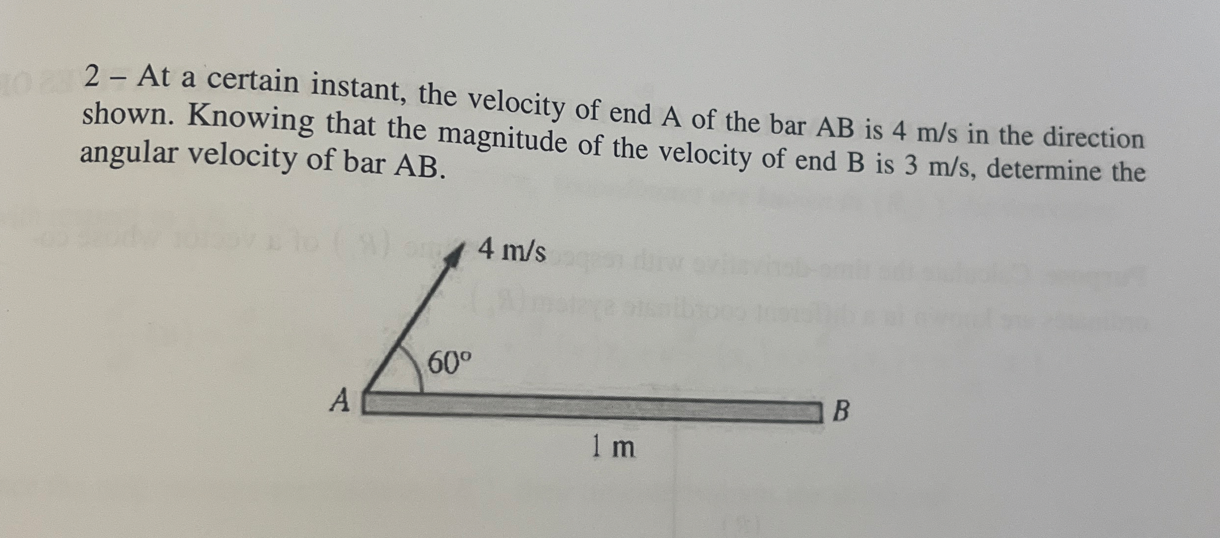 2 - At a certain instant, the velocity of end A