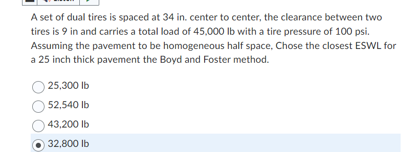 A set of dual tires is spaced at 3 4 in . center