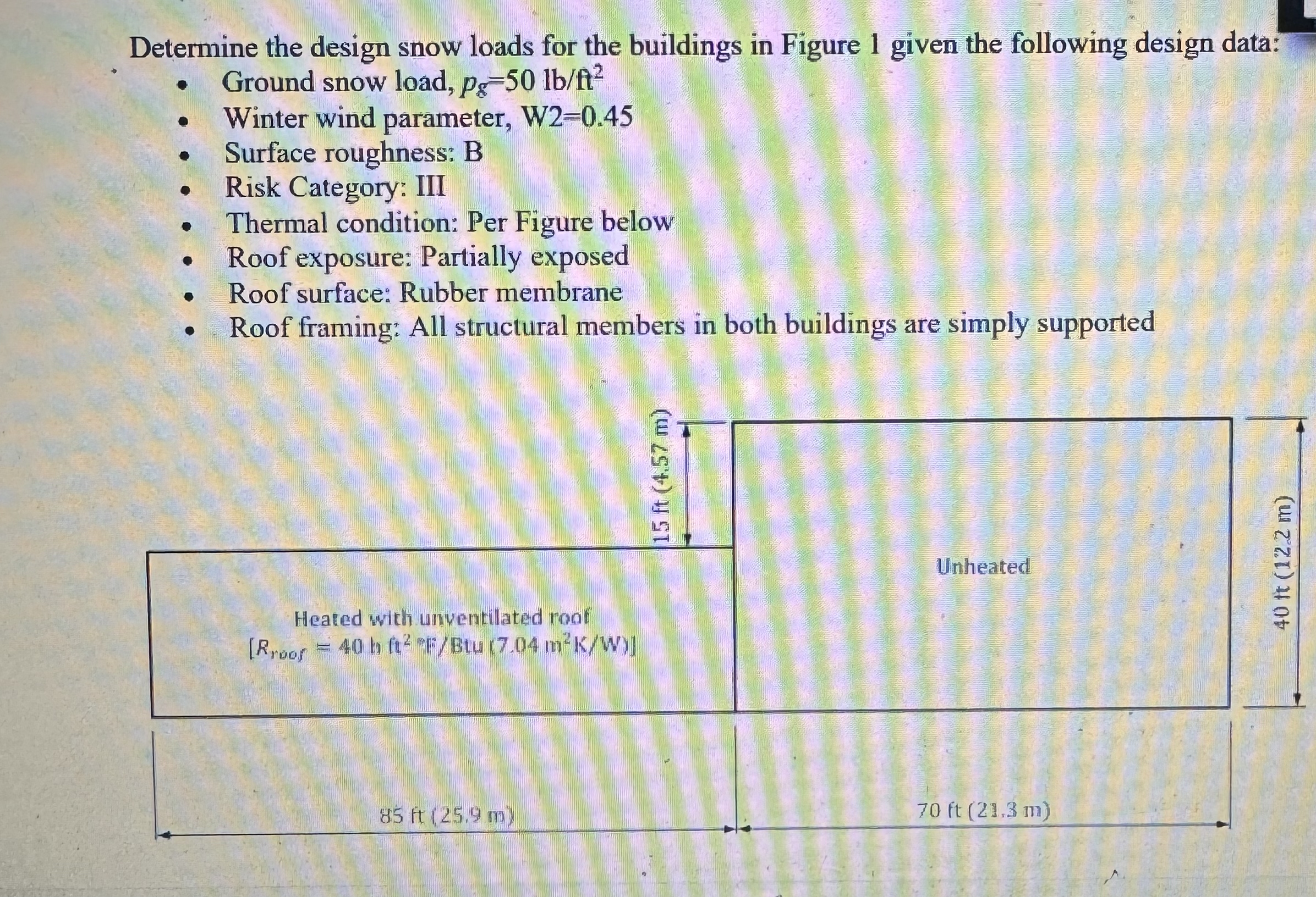 Determine the design snow loads for the buildings