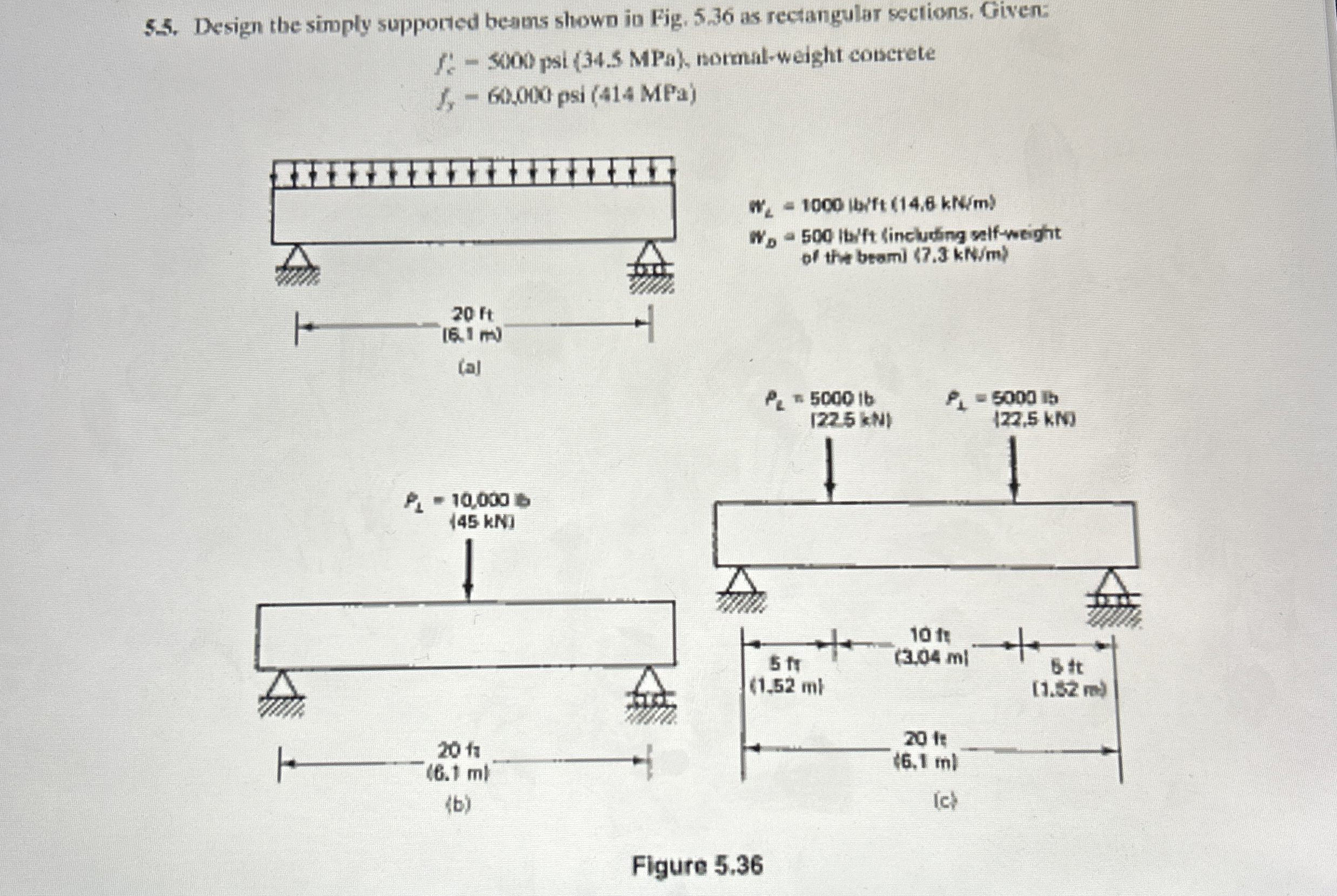 5 . 5 . Design the simply supported beams shown