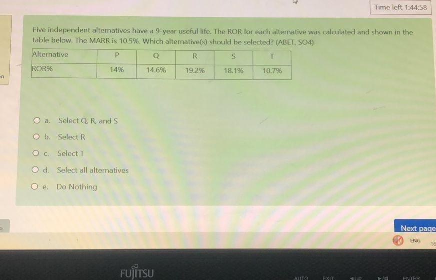 Time left 1 : 4 4 : 5 8 Five independent