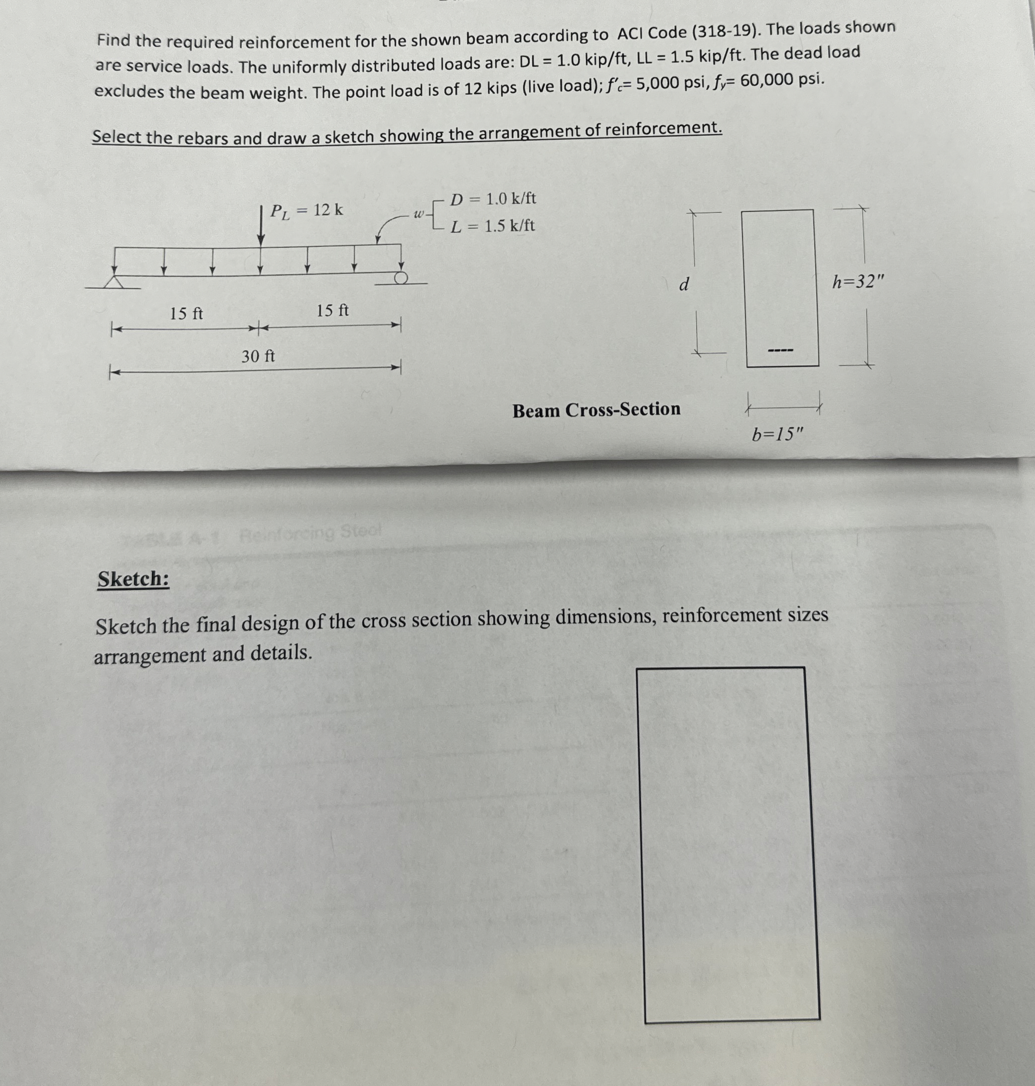 Find the required reinforcement for the shown