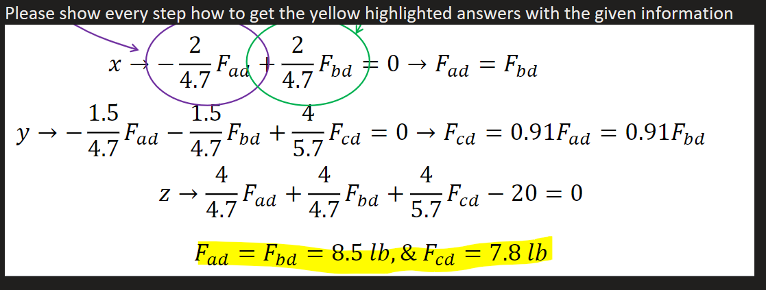 Please show every step how to get the yellow