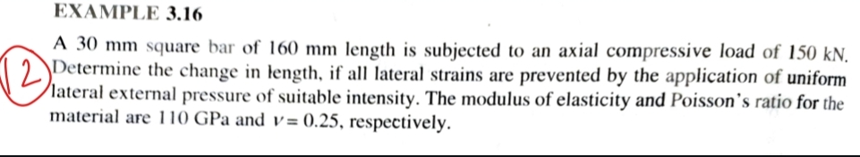 EXAMPLE 3 . 1 6 A 3 0 mm square bar of 1 6 0 mm