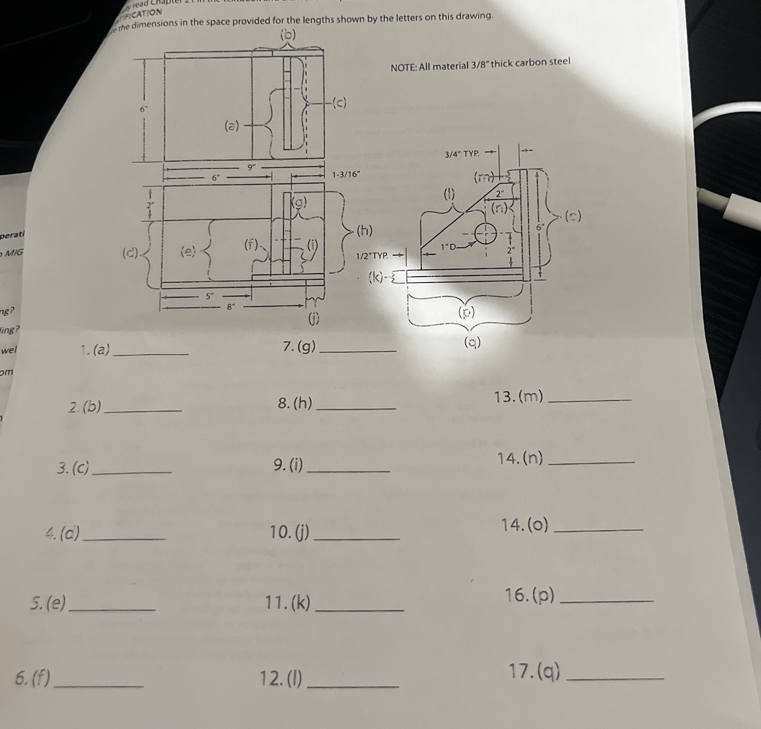 FICATION the dimensions in the space provided for