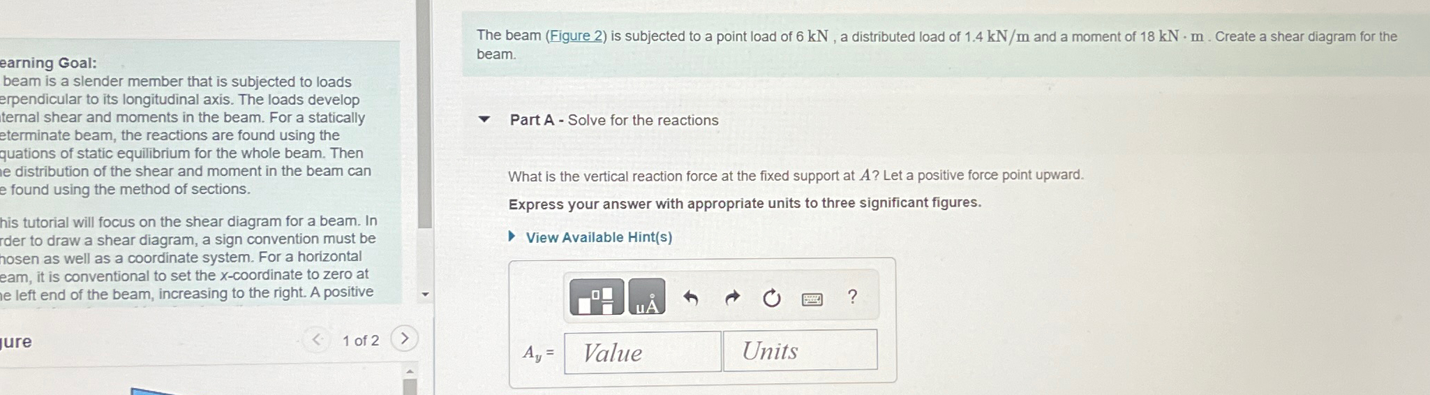 The beam ( Figure 2 ) is subjected to a point