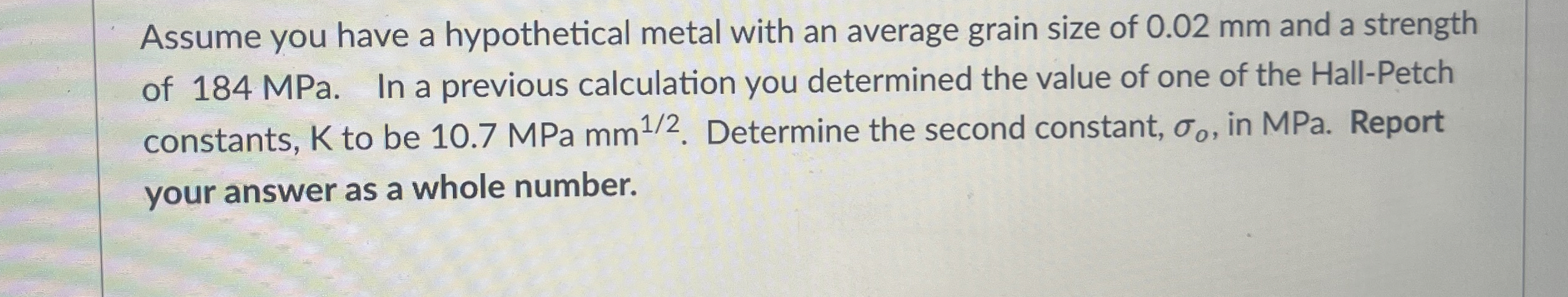 Assume you have a hypothetical metal with an