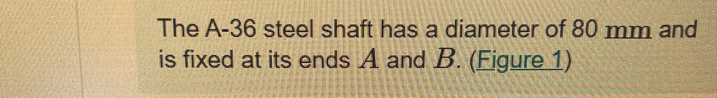 The A - 3 6 steel shaft has a diameter of 8 0 mm