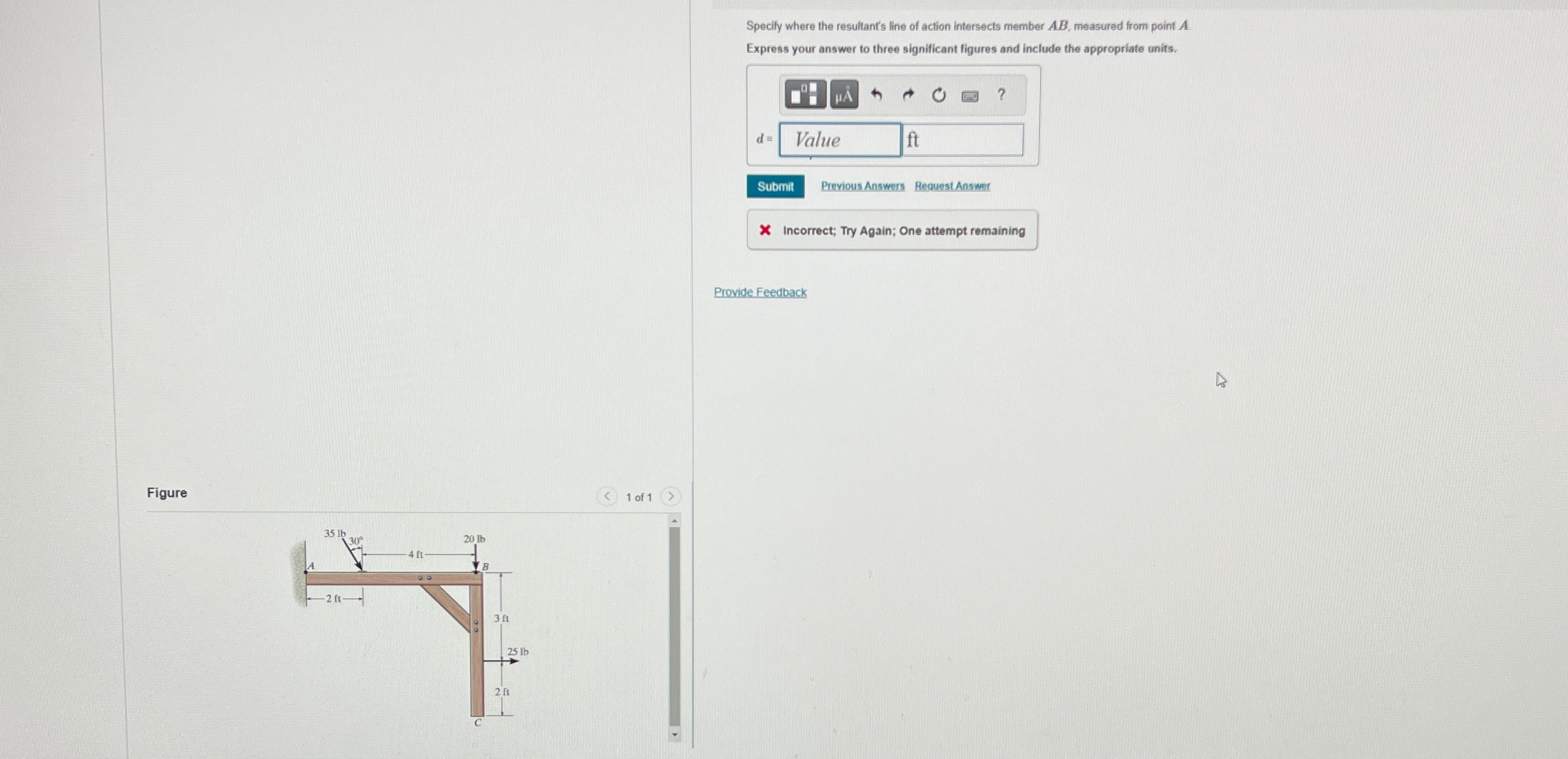 Specify where the resultant's line of action
