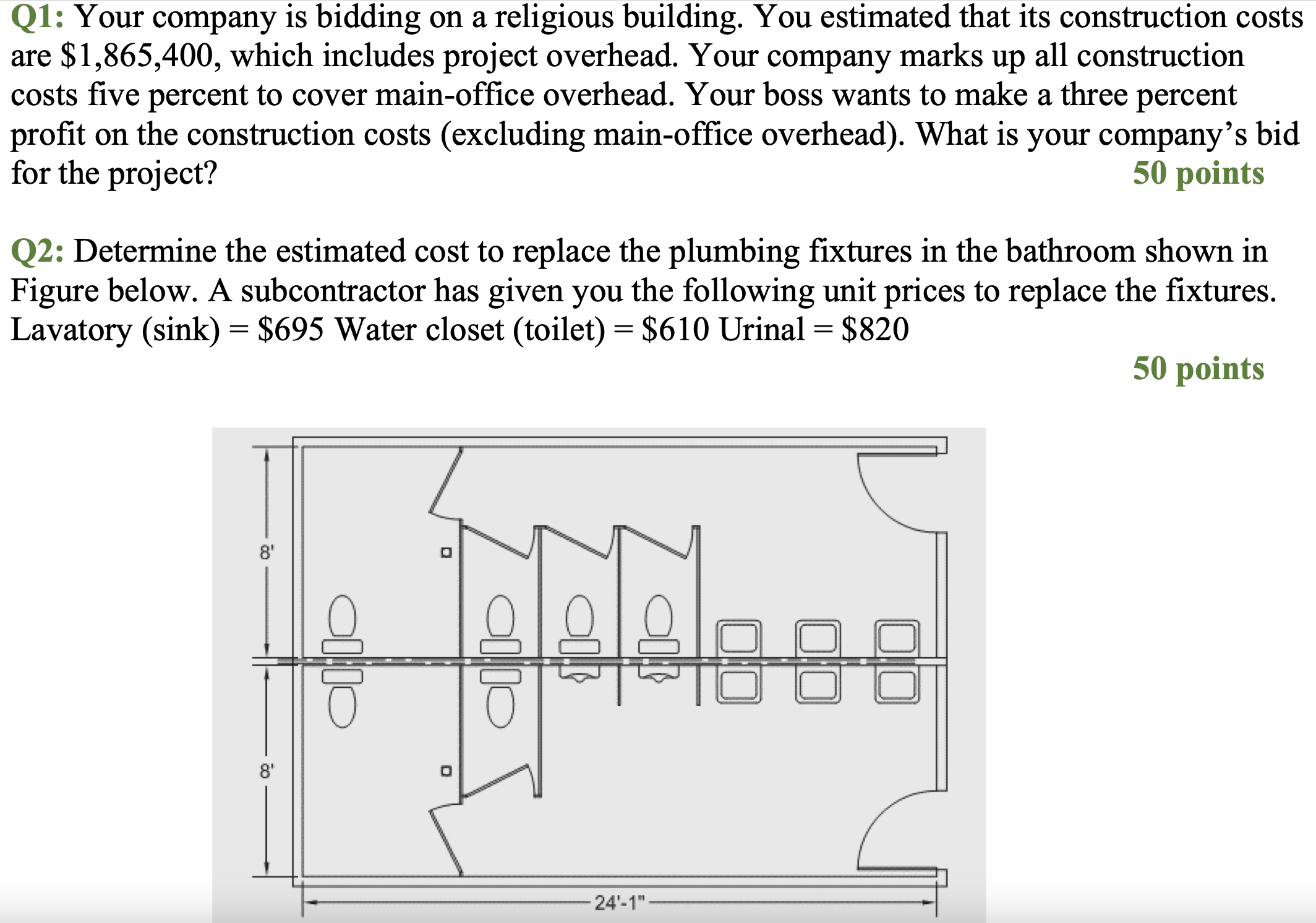 Q 1 : Your company is bidding on a religious