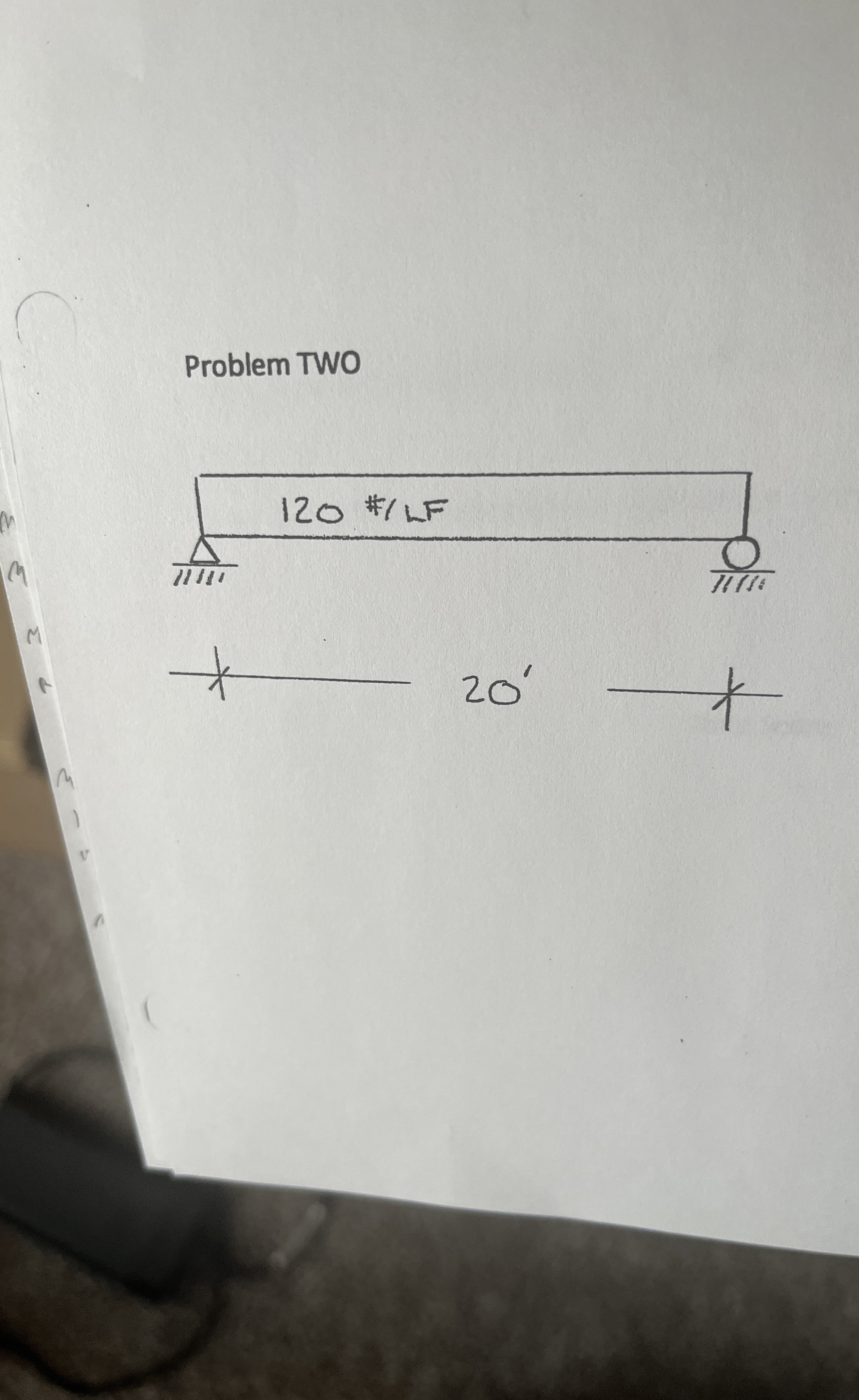 Problem TWO: Shear & Moment Diagram - Distributed