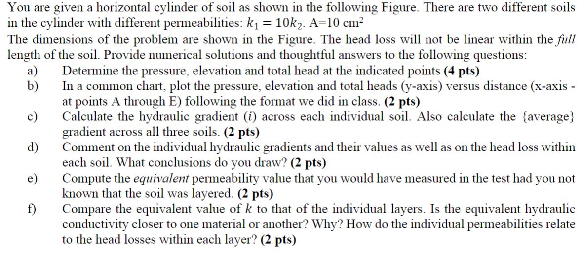 You are given a horizontal cylinder of soil as