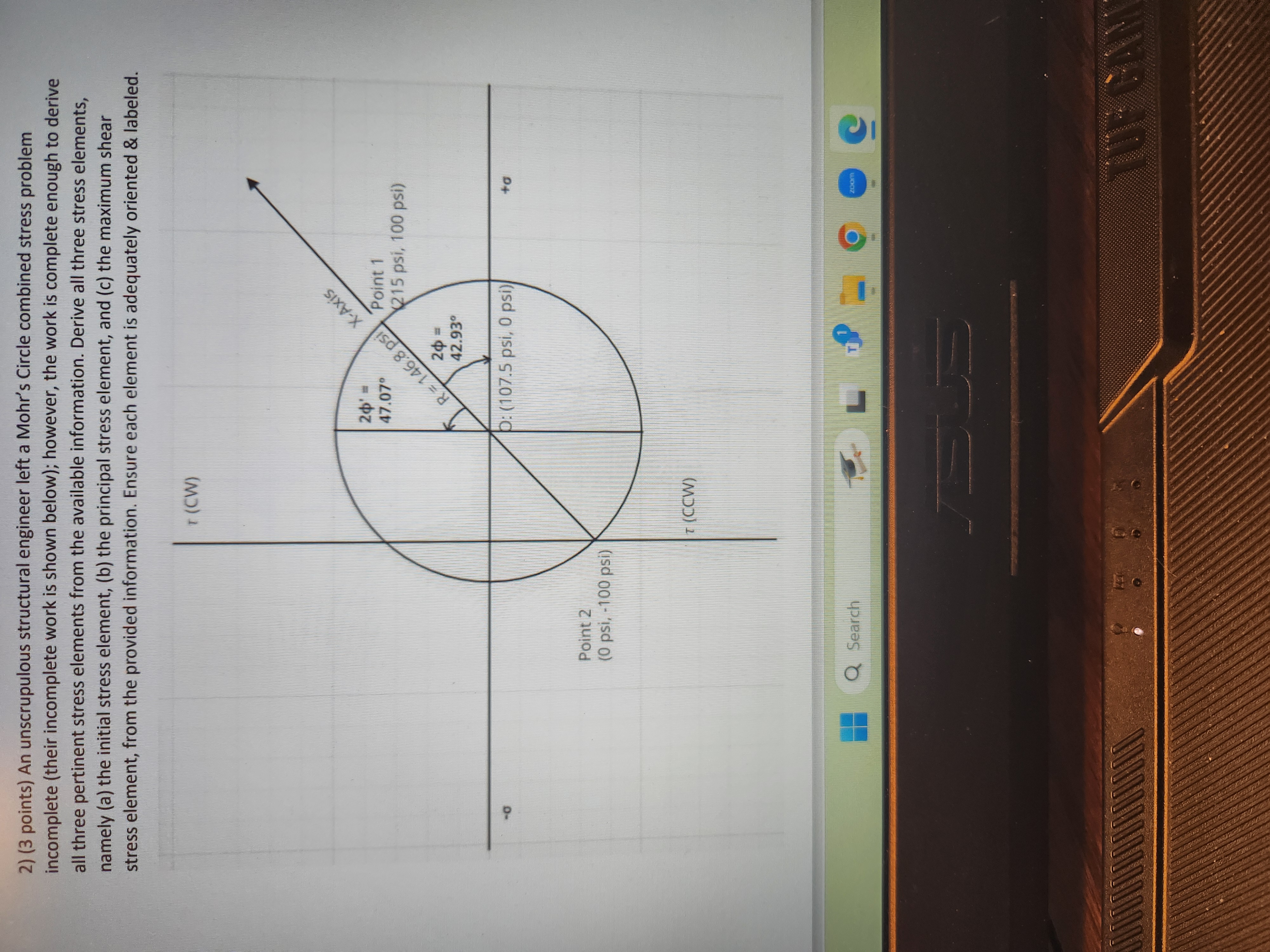 An unscrupulous structural engineer left a Mohr s