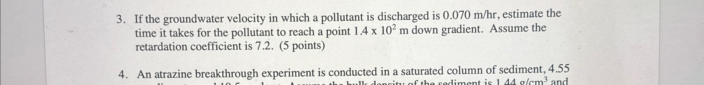 If the groundwater velocity in which a pollutant
