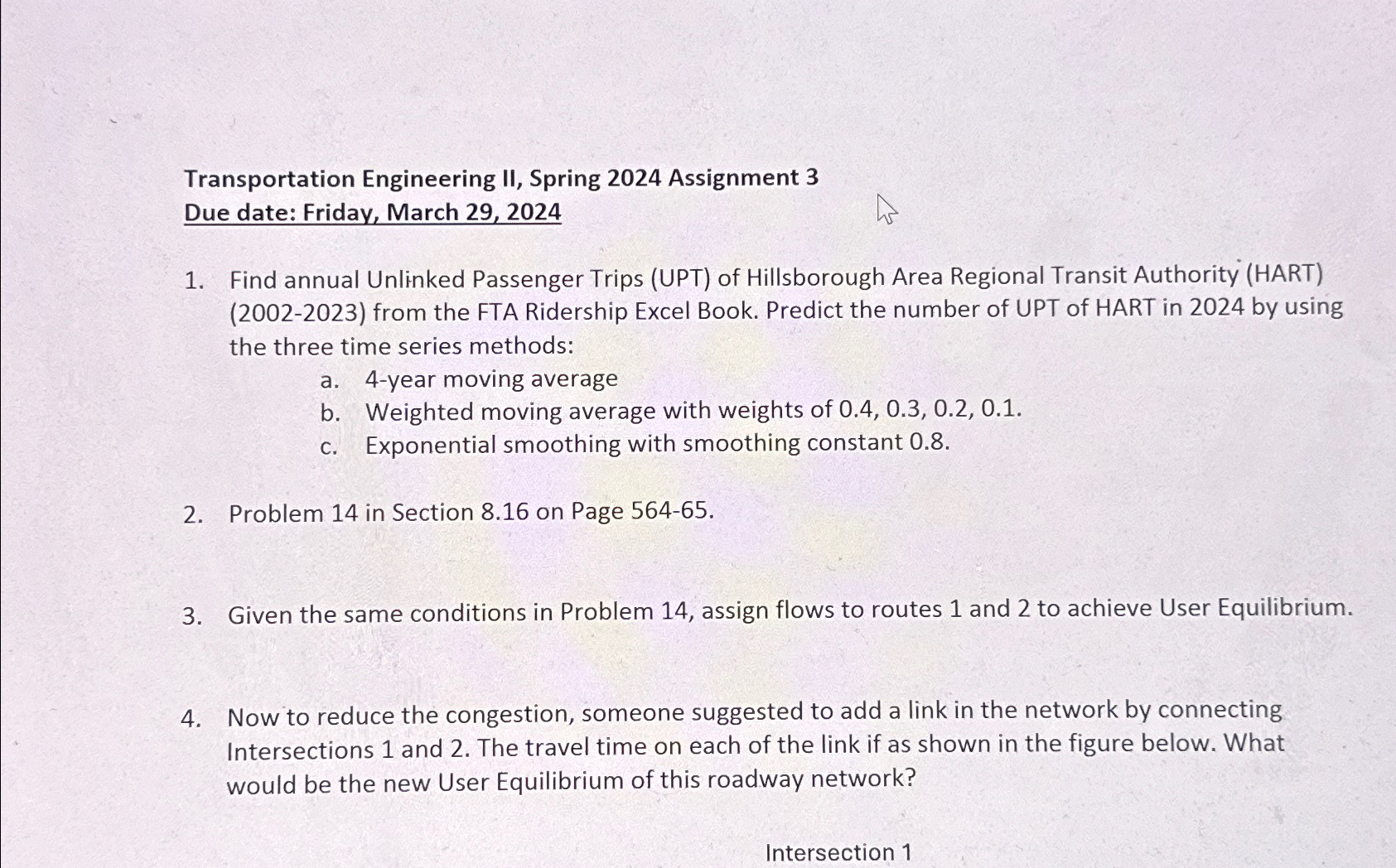 Transportation Engineering II , Spring 2 0 2 4