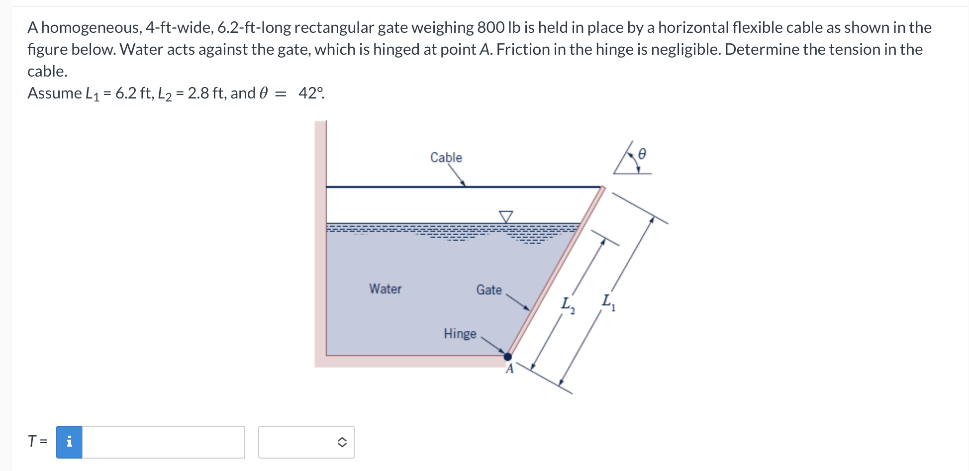 A homogeneous, 4 - ft - wide, 6 . 2 - ft - long